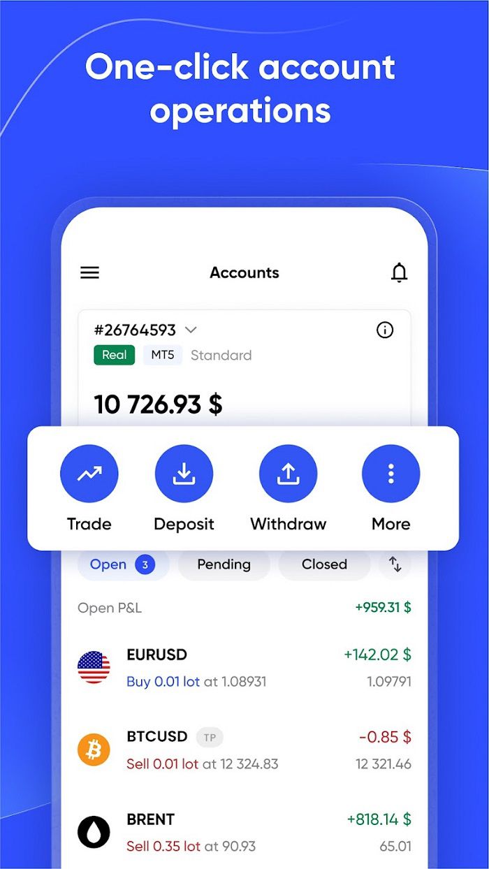 justmarkets app one click account operations