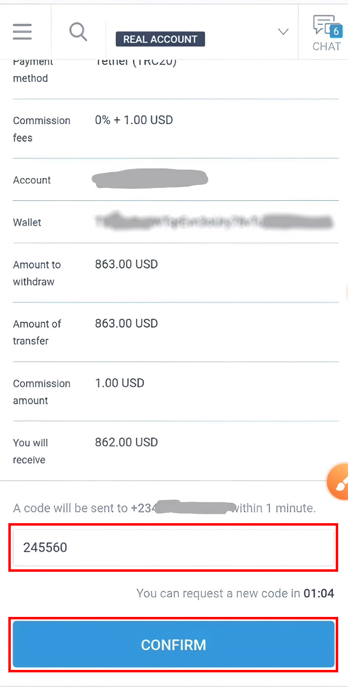 Confirm Withdrawal