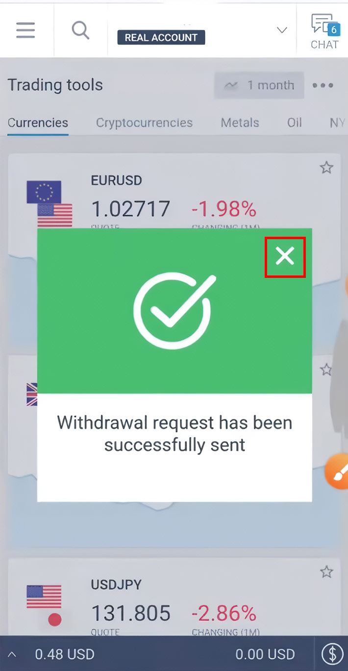 Withdrawal notification