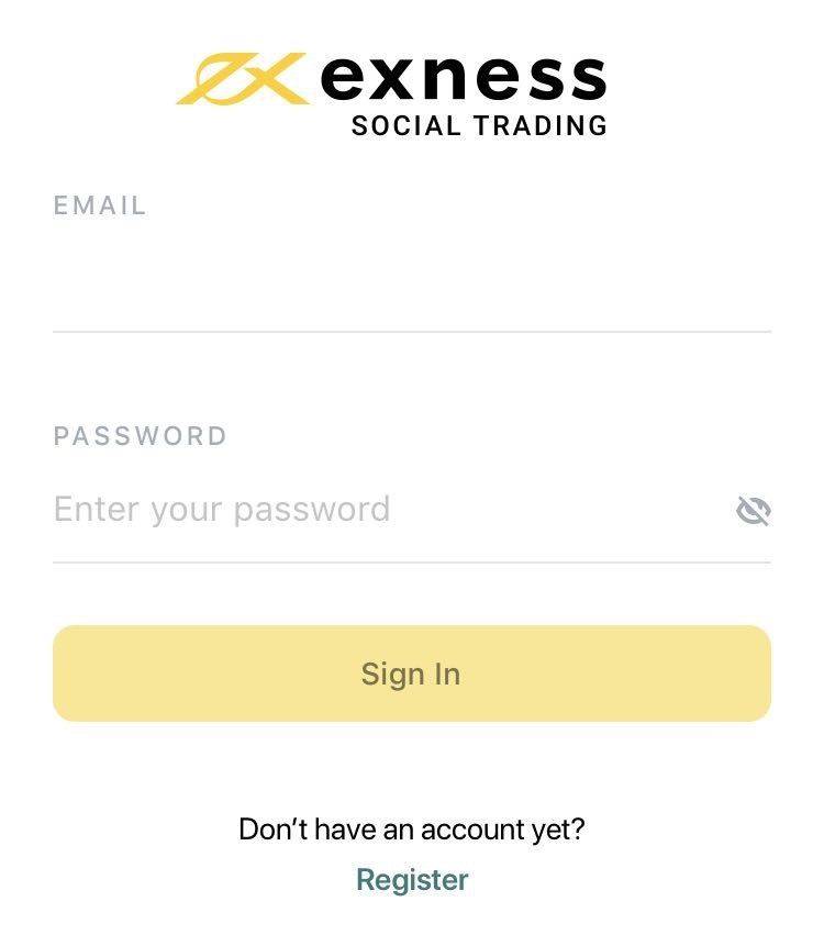 Sign in Exness Social Trading App