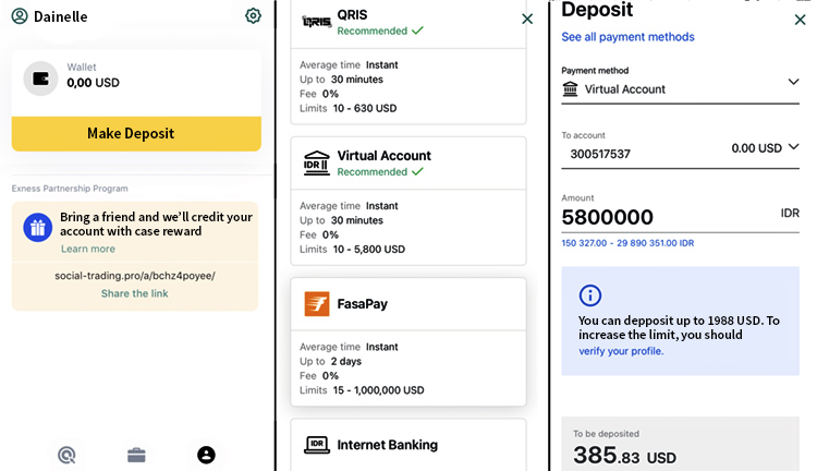 How to deposit on Exness Social Trading App.