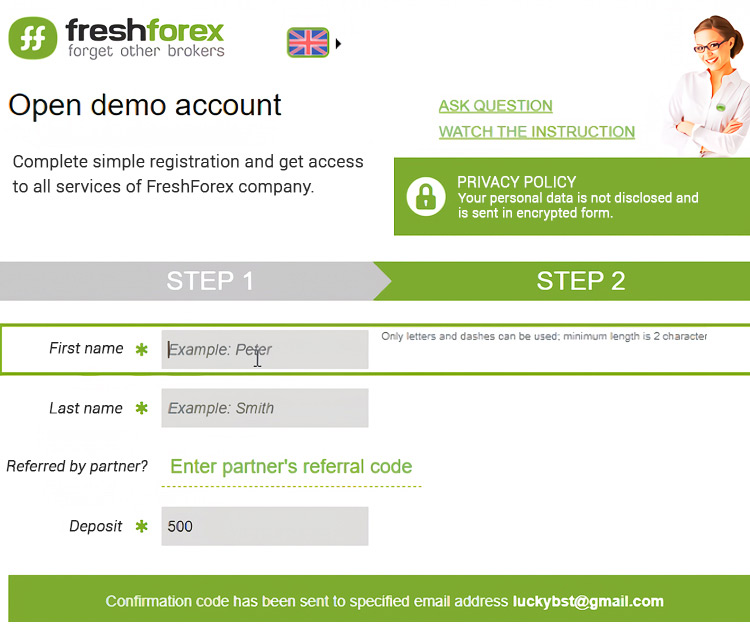 FreshForex Register 3