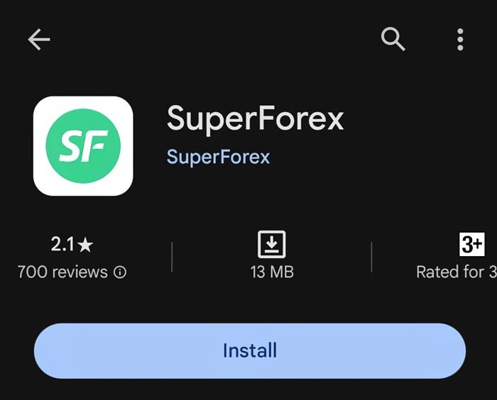 SuperForex App's Rating
