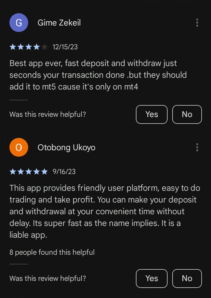 Positive Reviews of SuperForex App