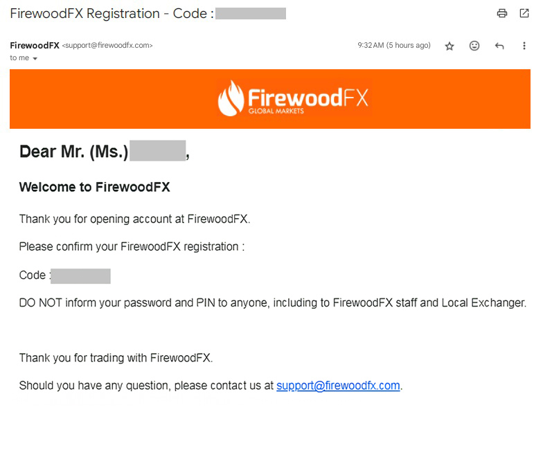 Open Account FirewoodFX 5