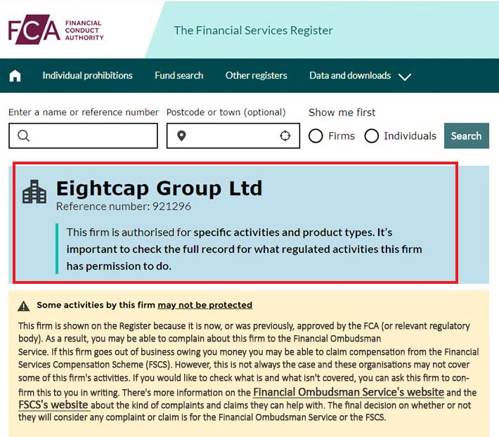 Eightcap FCA Regulation